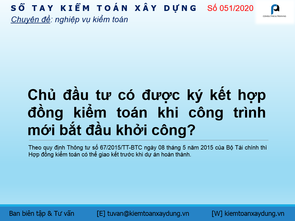 Hợp đồng kiểm toán báo cáo quyết toán dự án hoàn thành