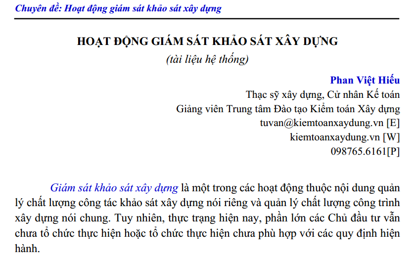 giám sát khảo sát xây dựng