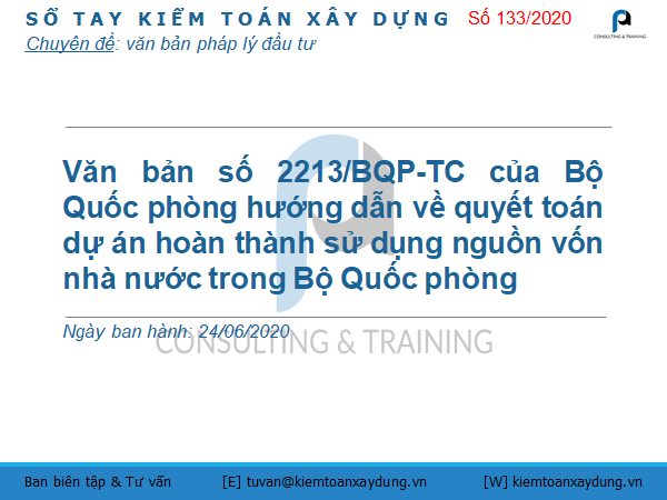 Văn bản số 2213/BQP-TC